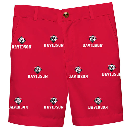Davidson College Wildcats Boys Game Day Red Structured Shorts