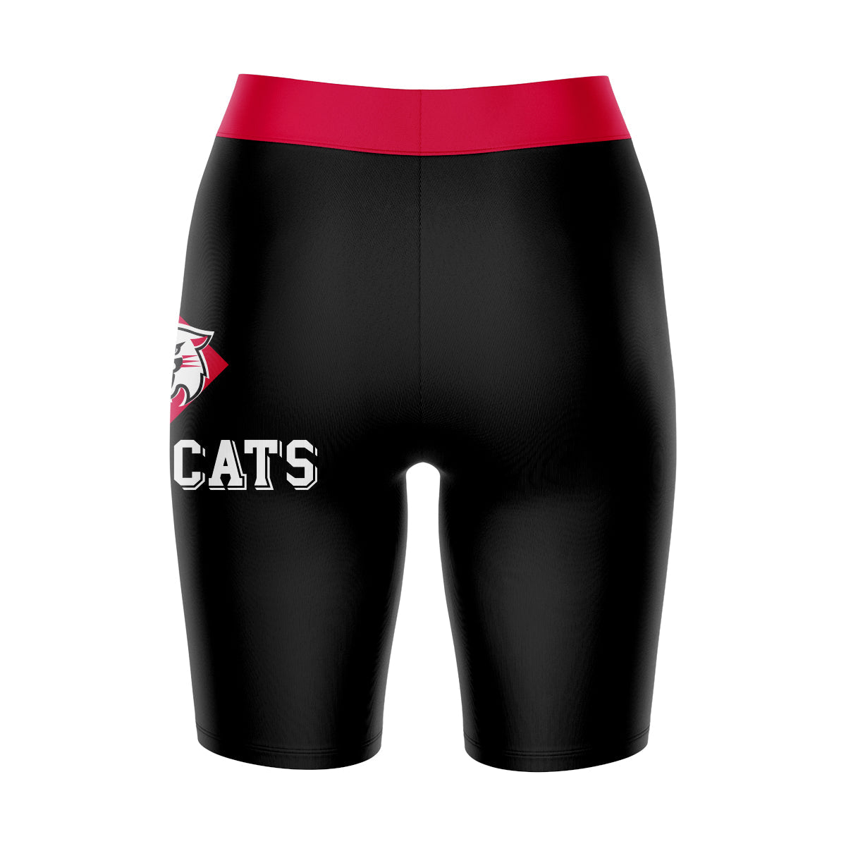 Davidson College Wildcats Vive La Fete Game Day Logo on Thigh & Waistband Black and Red Women Bike Short 9 Inseam