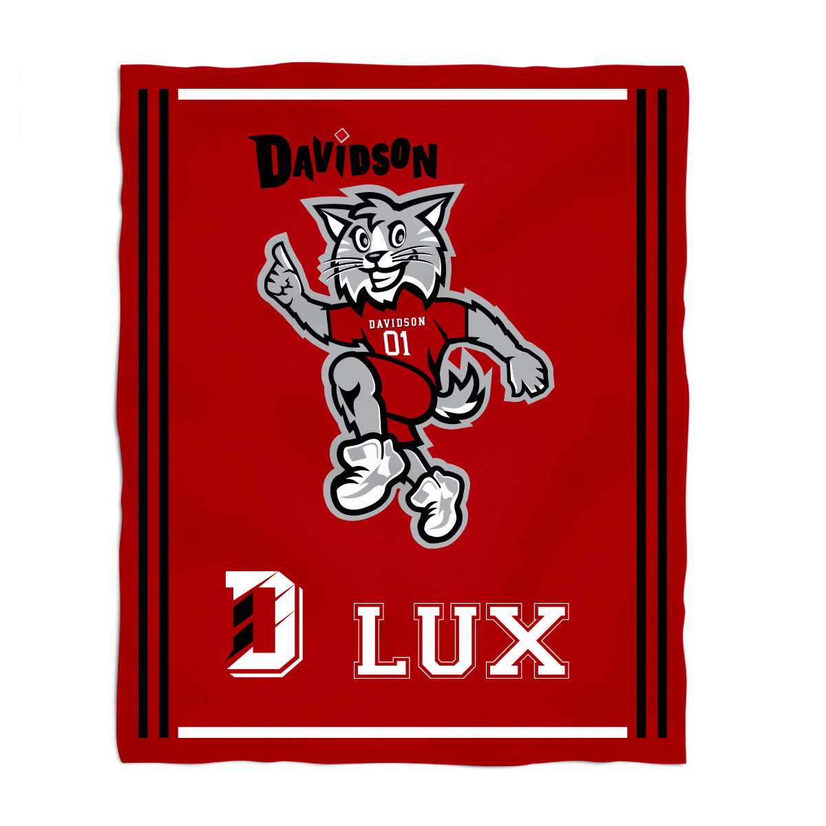 Davidson College Wildcats Kids Game Day Red Plush Soft Minky Blanket 36 x 48 Mascot
