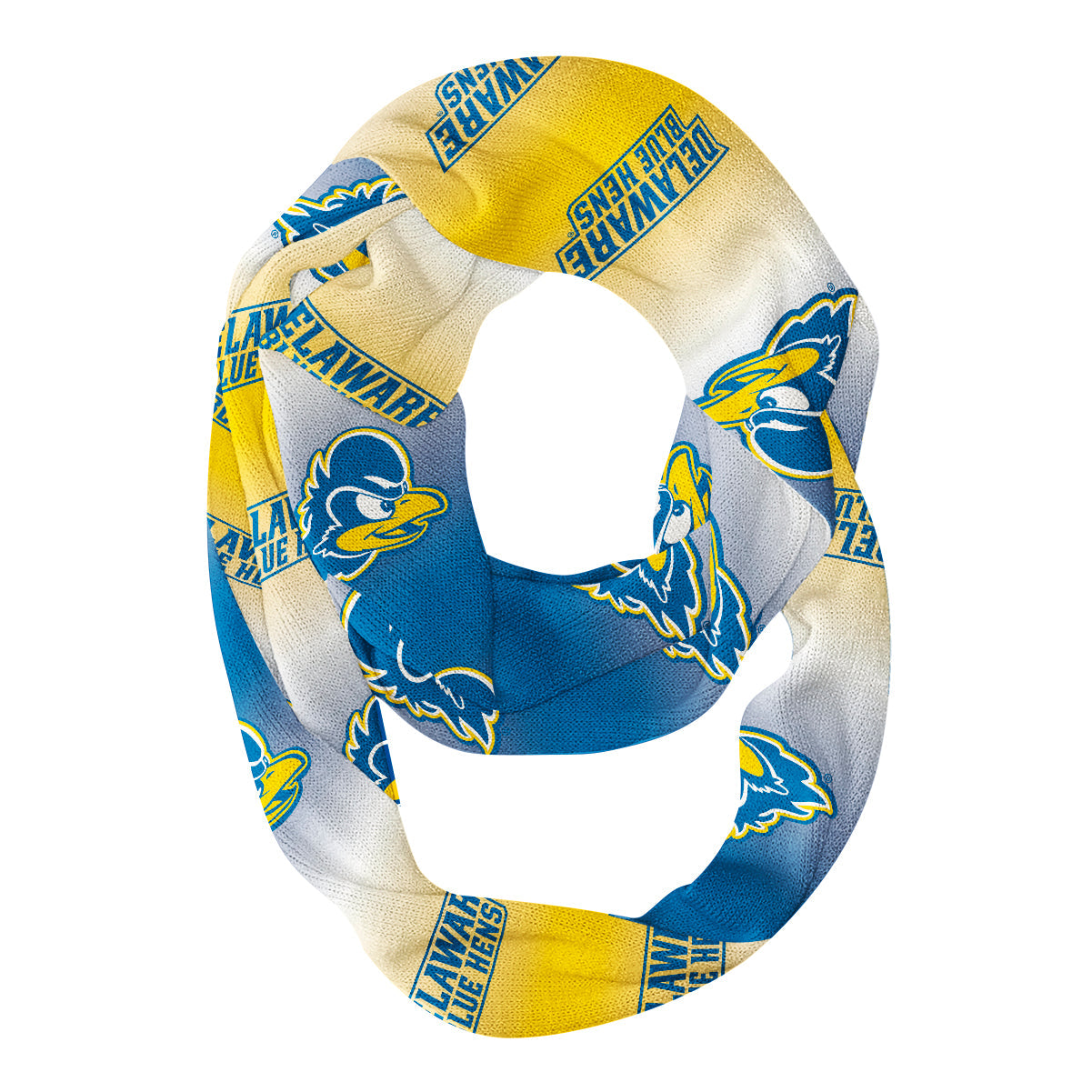 Delaware Blue Hens Vive La Fete All Over Logo Game Day Collegiate Women Ultra Soft Knit Infinity Scarf