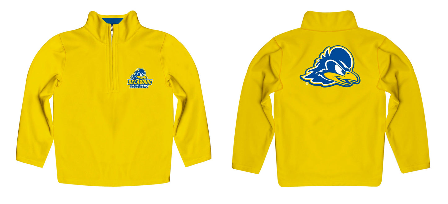 Delaware Blue Hens Game Day Solid Yellow Quarter Zip Pullover for Infants Toddlers by Vive La Fete