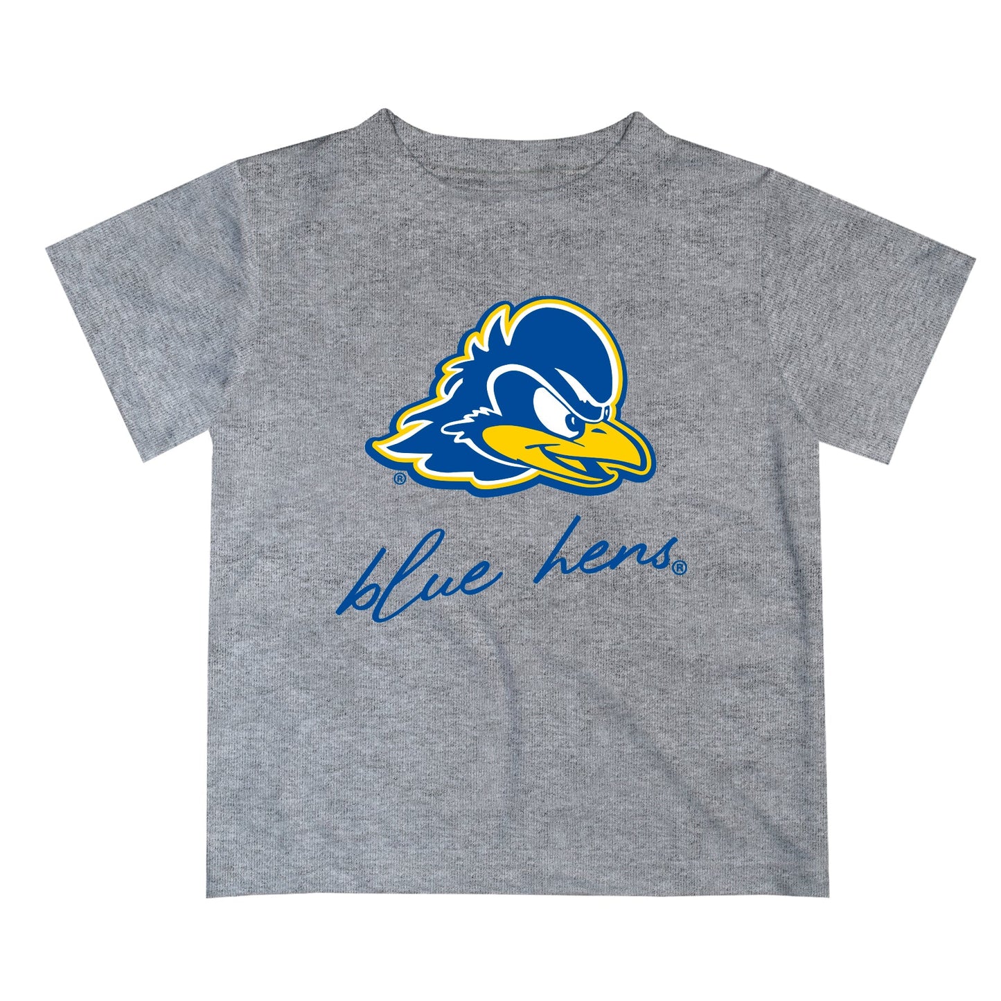 Delaware Blue Hens Vive La Fete Script V1 Heather Gray Short Sleeve Tee Shirt