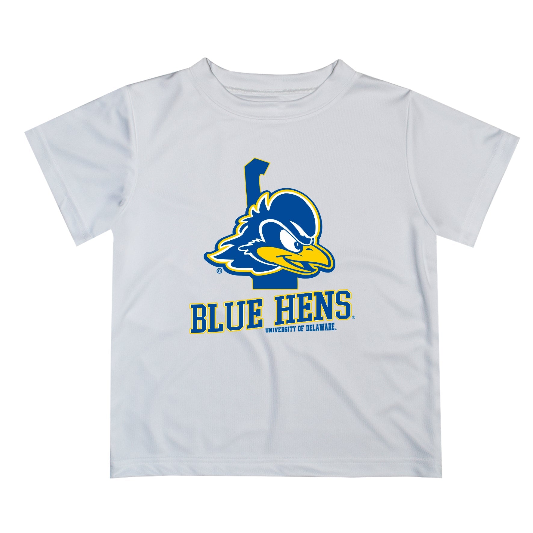 Delaware Blue Hens Vive La Fete State Map White Short Sleeve Tee Shirt