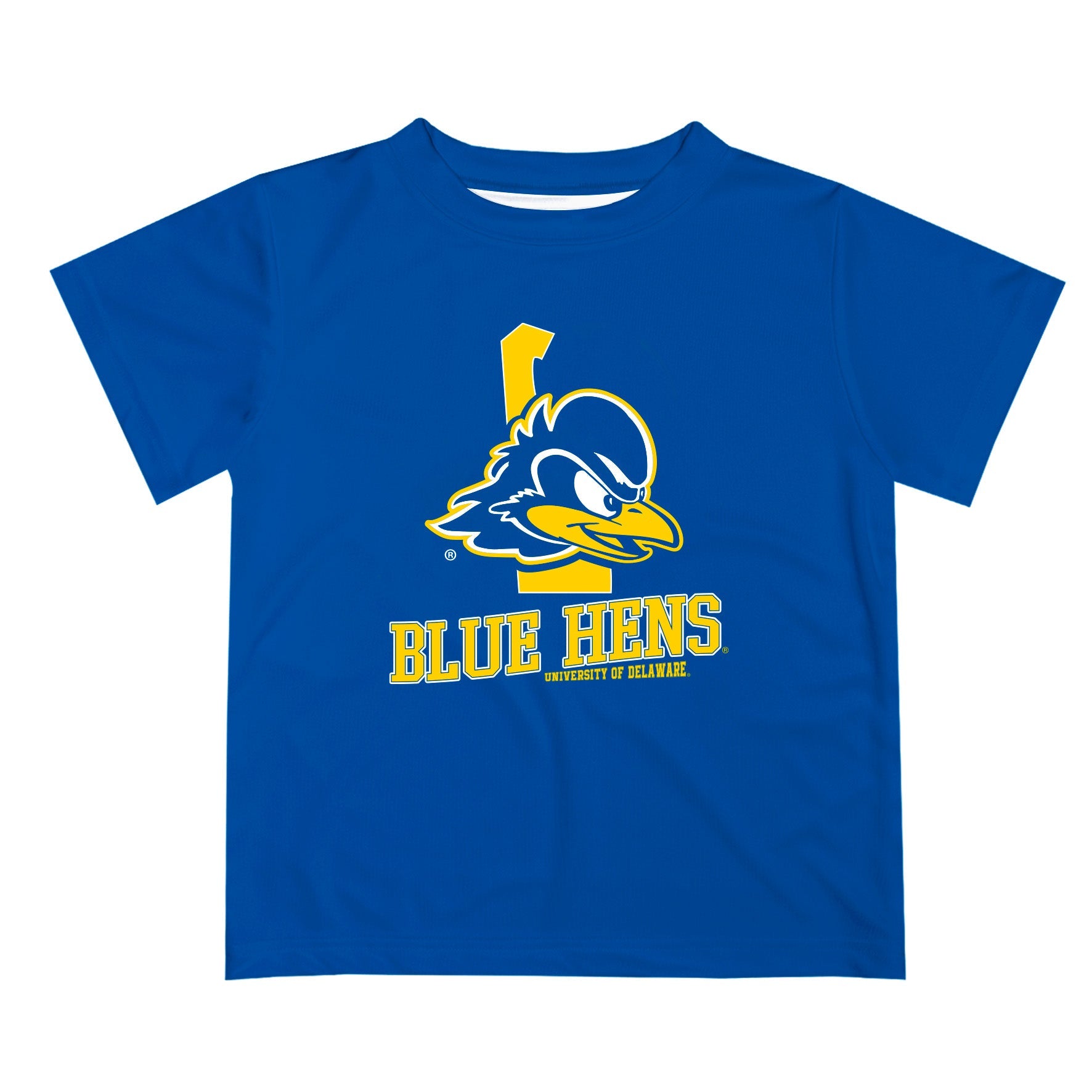 Delaware Blue Hens Vive La Fete State Map Blue Short Sleeve Tee Shirt