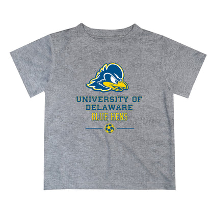 Delaware Blue Hens Vive La Fete Soccer V1 Heather Gray Short Sleeve Tee Shirt