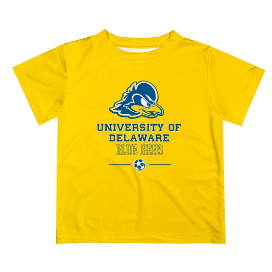 Delaware Blue Hens Vive La Fete Soccer V1 Yellow Short Sleeve Tee Shirt