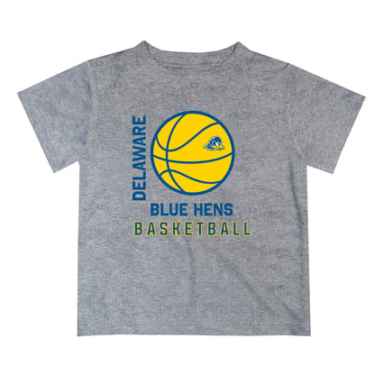 Delaware Blue Hens Vive La Fete Basketball V1 Heather Gray Short Sleeve Tee Shirt
