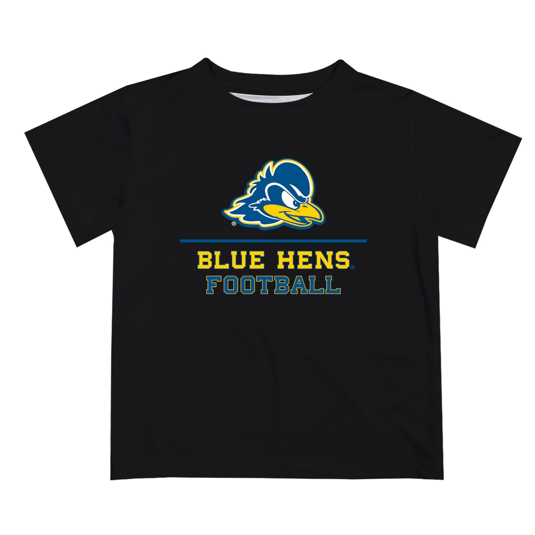 Delaware Blue Hens Vive La Fete Football V1 Black Short Sleeve Tee Shirt