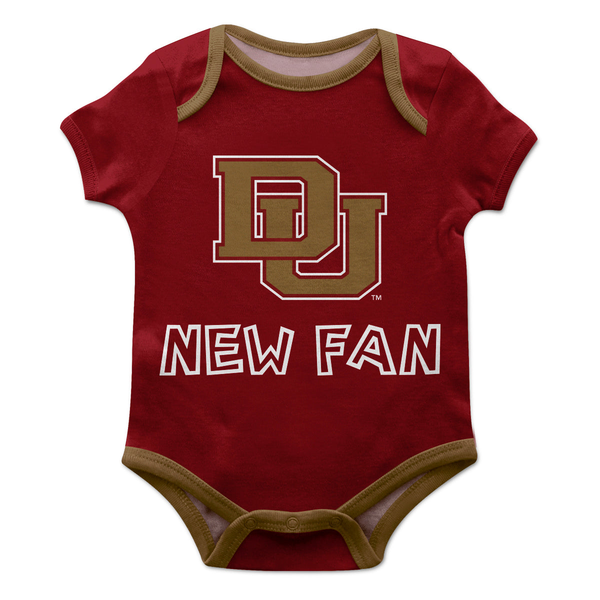 University of Denver Pioneers Infant Game Day Maroon Short Sleeve One Piece Jumpsuit New Fan Logo Bodysuit by Vive La Fete