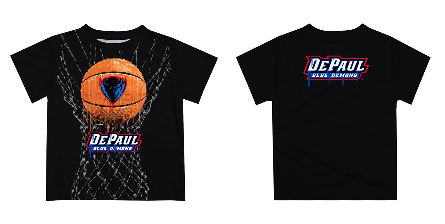 Depaul Blue Demons Original Dripping Basketball Black T-Shirt by Vive La Fete