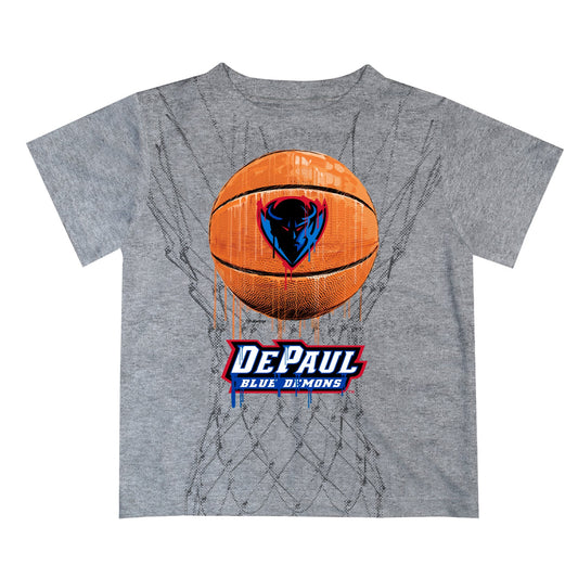 Depaul Blue Demons Original Dripping Basketball Heather Gray T-Shirt by Vive La Fete