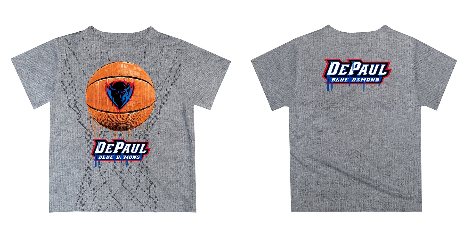 Depaul Blue Demons Original Dripping Basketball Heather Gray T-Shirt by Vive La Fete