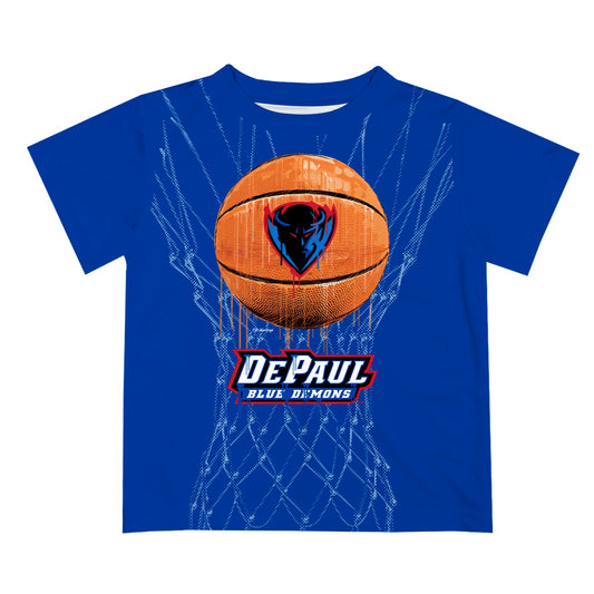 Depaul Blue Demons Original Dripping Basketball Blue T-Shirt by Vive La Fete