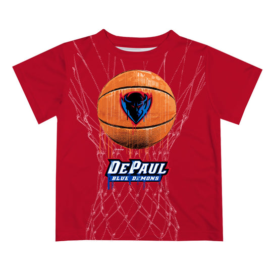 Depaul Blue Demons Original Dripping Basketball Red T-Shirt by Vive La Fete