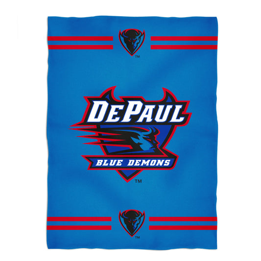 Depaul Blue Demons Game Day Soft Premium Fleece Blue Throw Blanket 40 x 58 Logo & Stripes