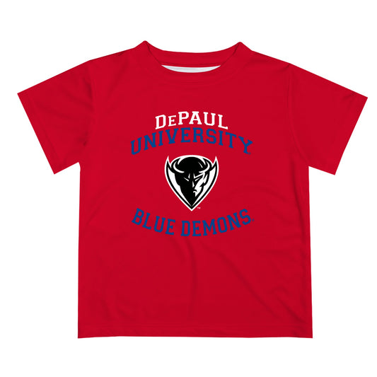 Depaul Blue Demons Vive La Fete Boys Game Day V1 Red Short Sleeve Tee Shirt