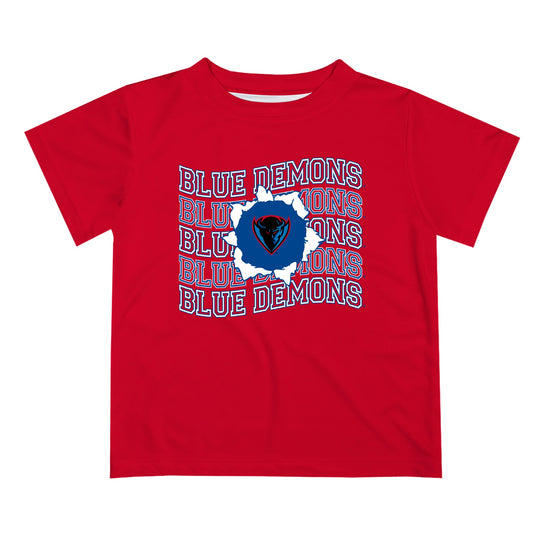 Depaul Blue Demons Vive La Fete  Red Art V1 Short Sleeve Tee Shirt