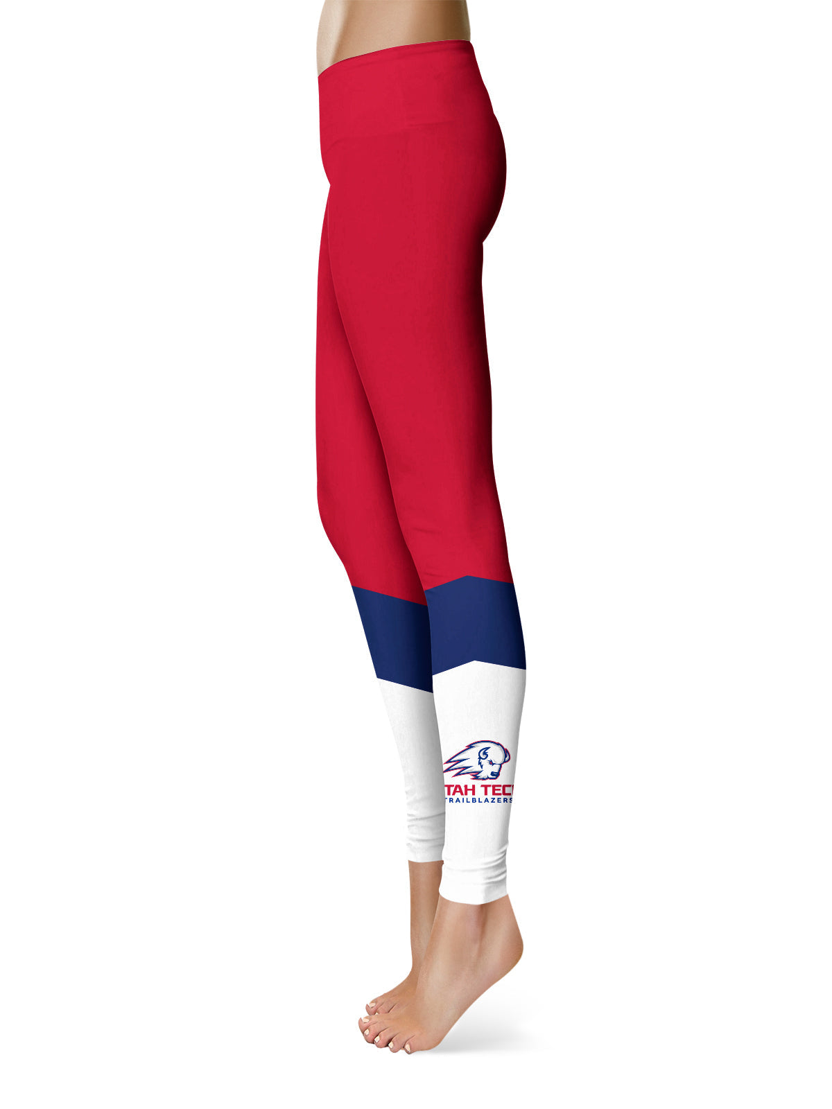 Utah Tech Trailblazers Vive La Fete Game Day Collegiate Ankle Color Block Women Red White Yoga Leggings