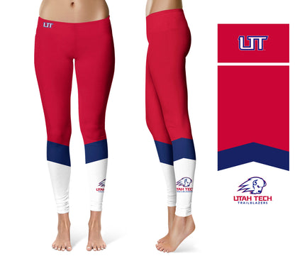 Utah Tech Trailblazers Vive La Fete Game Day Collegiate Ankle Color Block Women Red White Yoga Leggings