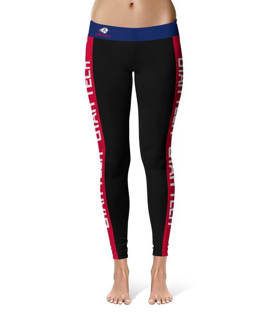 Utah Tech University Trailblazers Vive La Fete Game Day Collegiate Red Stripes Women Black Yoga Leggings 2 Waist Tights