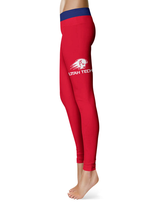 Mouseover Image, Utah Tech Trailblazers Vive La Fete Game Day Collegiate Logo on Thigh Red Women Yoga Leggings 2.5 Waist Tights
