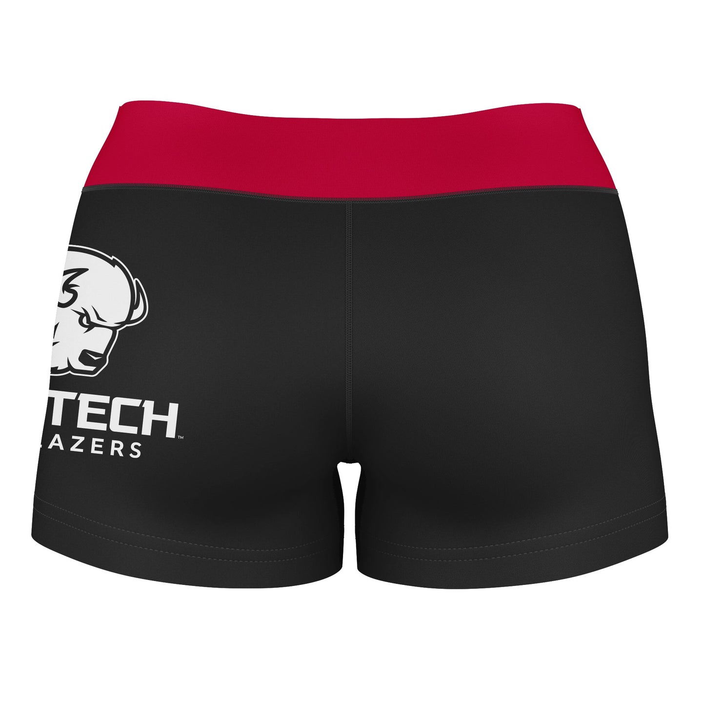 Utah Tech Trailblazers Vive La Fete Logo on Thigh & Waistband Black & Red Women Yoga Booty Workout Shorts 3.75 Inseam - Vive La F̻te - Online Apparel Store