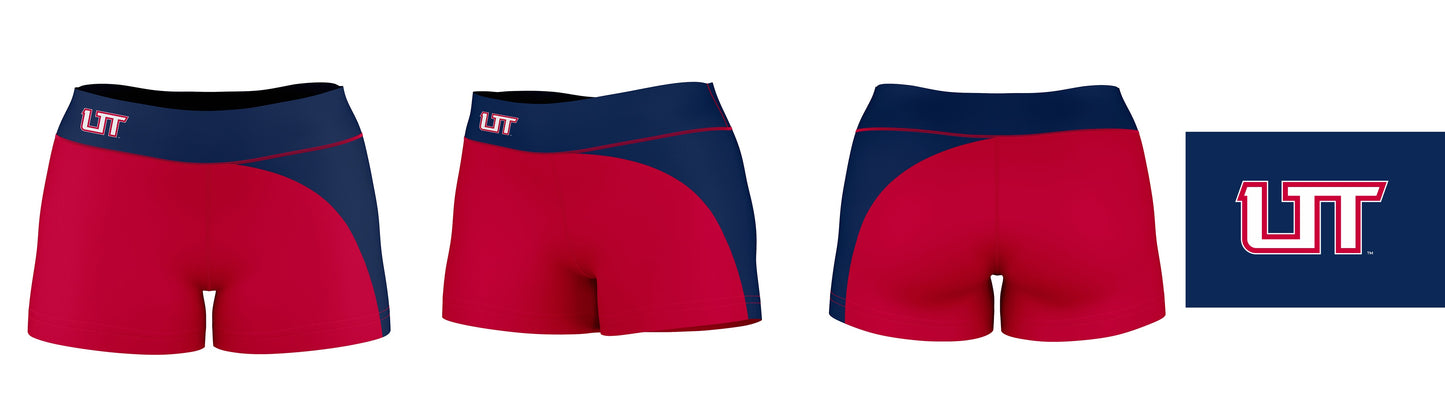 Utah Tech Trailblazers Vive La Fete Collegiate Waist Color Block Women Red Blue Optimum Yoga Short - Vive La F̻te - Online Apparel Store