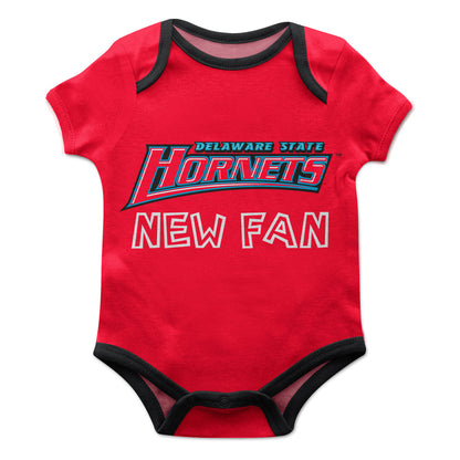 Delaware State Hornets Infant Game Day Red Short Sleeve One Piece Jumpsuit by Vive La Fete