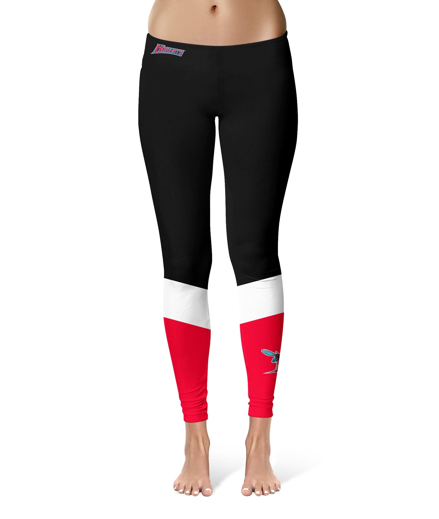 Delaware State Hornets Vive La Fete Game Day Collegiate Ankle Color Block Women Red Black Yoga Leggings