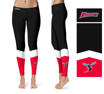 Delaware State Hornets Vive La Fete Game Day Collegiate Ankle Color Block Women Red Black Yoga Leggings