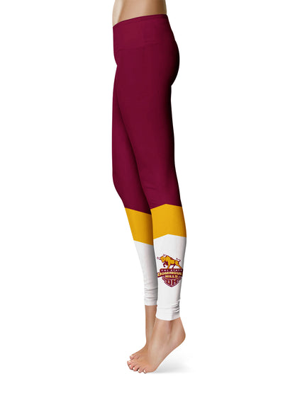 Cal State Dominguez Hills DH Toros CSUDH Vive La Fete Collegiate Ankle Color Block Women Maroon White Yoga Leggings