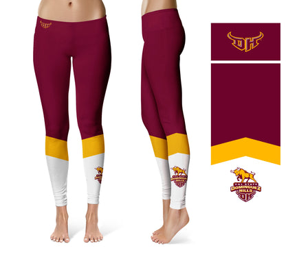 Cal State Dominguez Hills DH Toros CSUDH Vive La Fete Collegiate Ankle Color Block Women Maroon White Yoga Leggings