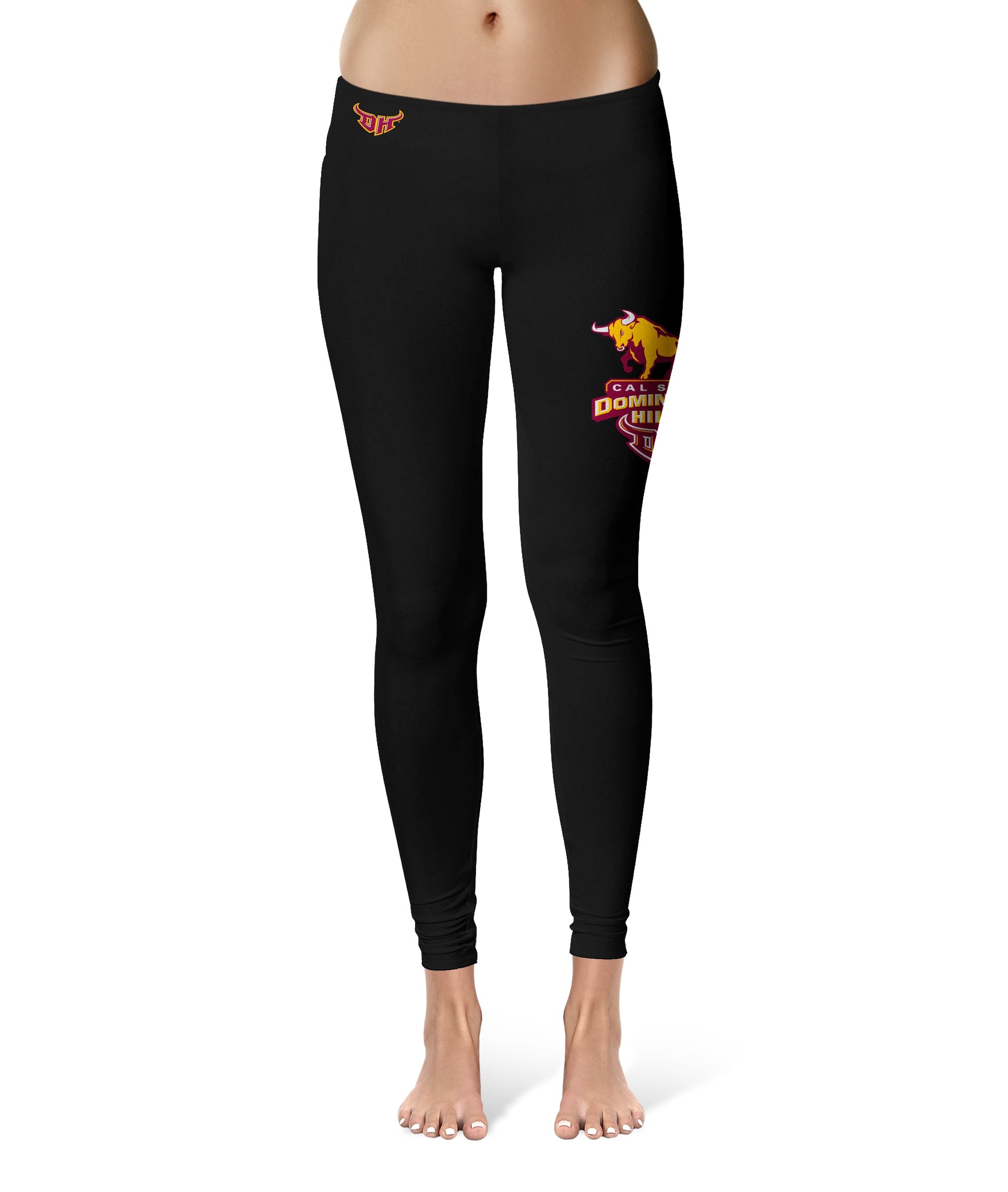 Cal State Dominguez Hills DH Large Logo on Thigh Black Yoga