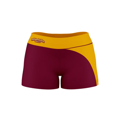 Cal State Dominguez Hills DH Toros CSUDH Vive La Fete Collegiate Waist Color Block Women Maroon Gold Optimum Yoga Short