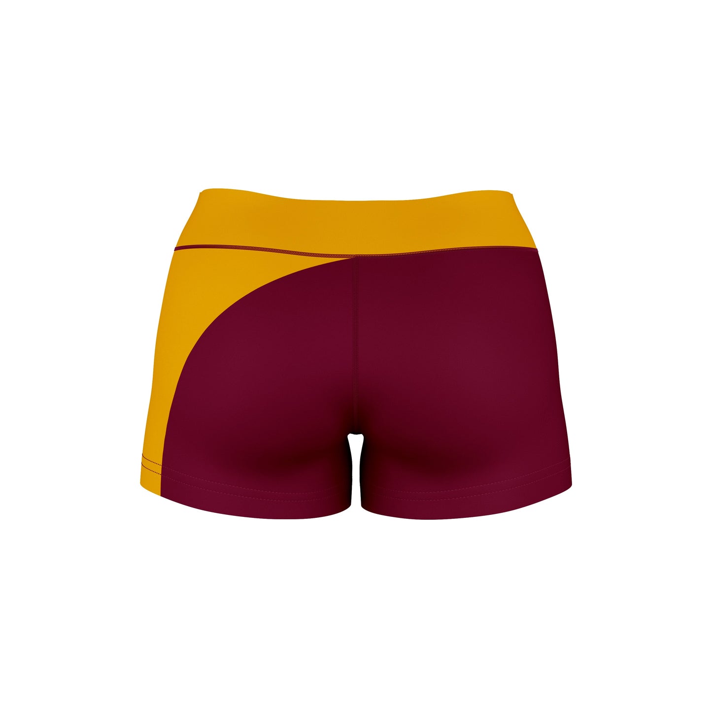 Cal State Dominguez Hills DH Toros CSUDH Vive La Fete Collegiate Waist Color Block Women Maroon Gold Optimum Yoga Short - Vive La F̻te - Online Apparel Store