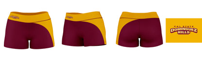 Cal State Dominguez Hills DH Toros CSUDH Vive La Fete Collegiate Waist Color Block Women Maroon Gold Optimum Yoga Short - Vive La F̻te - Online Apparel Store