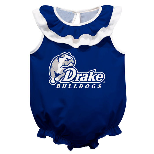 Drake University Bulldogs Blue Sleeveless Ruffle One Piece Jumpsuit Logo Bodysuit by Vive La Fete