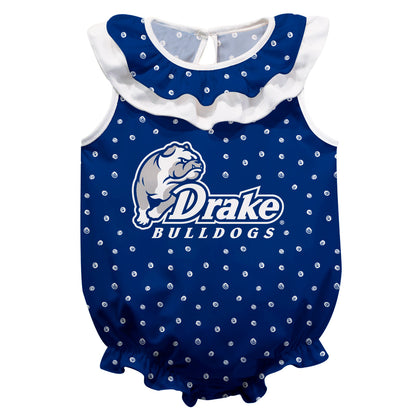 Drake BulldogsSwirls Blue Sleeveless Ruffle One Piece Jumpsuit Logo Bodysuit by Vive La Fete