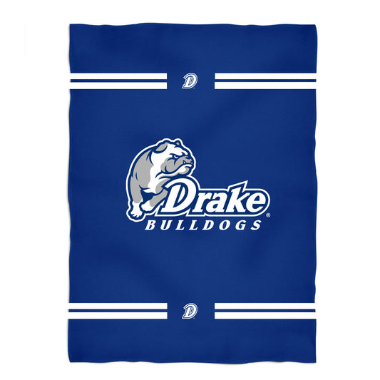 Drake University Bulldogs Game Day Soft Premium Fleece Blue Throw Blanket 40 x 58 Logo and Stripes