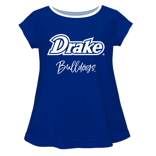 Drake University Bulldogs Girls Game Day Short Sleeve Blue Laurie Top by Vive La Fete