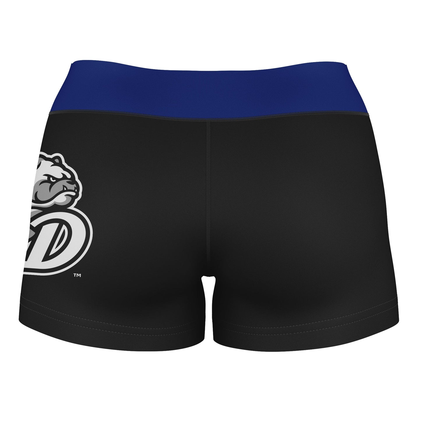 Drake Bulldogs Vive La Fete Game Day Logo on Thigh & Waistband Black & Blue Women Yoga Booty Workout Shorts 3.75 Inseam" - Vive La F̻te - Online Apparel Store