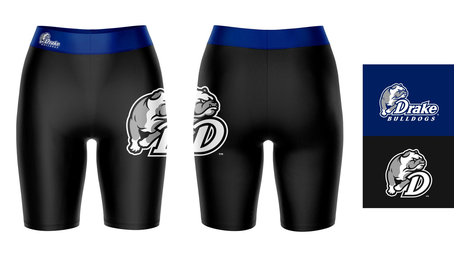 Drake Bulldogs Vive La Fete Game Day Logo on Thigh and Waistband Black and Blue Women Bike Short 9 Inseam"