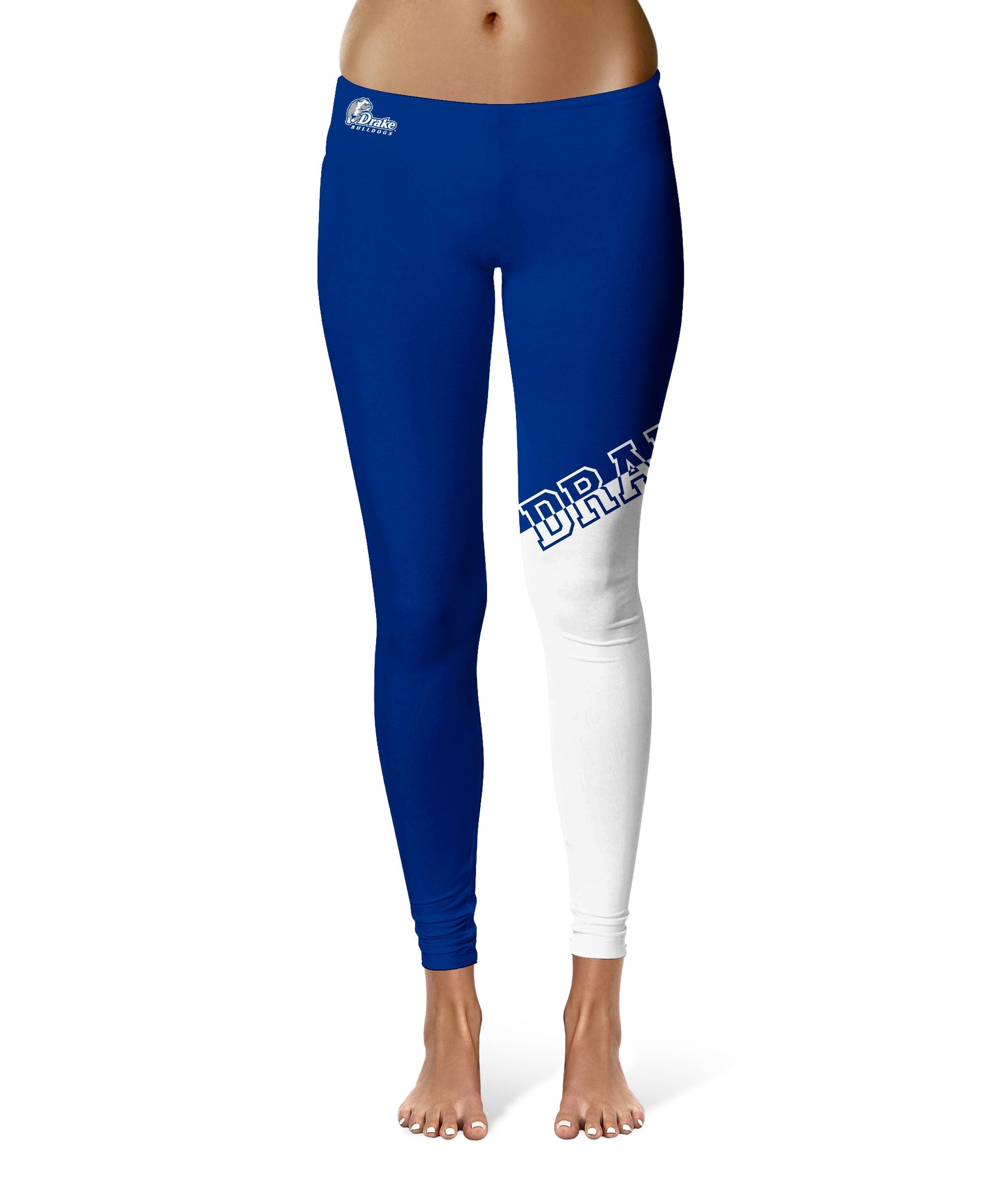 Drake University Bulldogs Vive La Fete Game Day Collegiate Leg Color Block Women Blue White Yoga Leggings