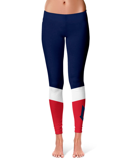 Duquesne Dukes Vive La Fete Game Day Collegiate Ankle Color Block Women Blue Red Yoga Leggings