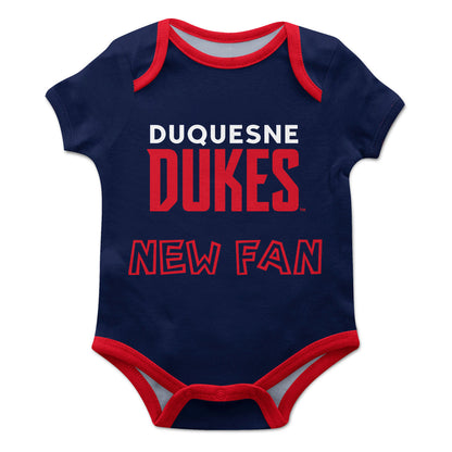 Duquesne Dukes Infant Game Day Blue Short Sleeve One Piece Jumpsuit by Vive La Fete