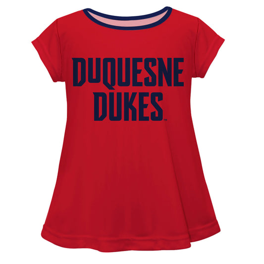 Duquesne Dukes Girls Game Day Short Sleeve Red Laurie Top by Vive La Fete