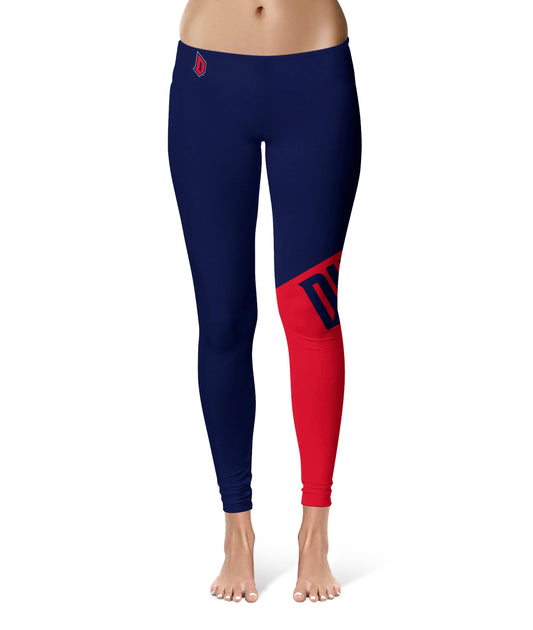 Duquesne Dukes Vive La Fete Game Day Collegiate Leg Color Block Women Blue Red Yoga Leggings