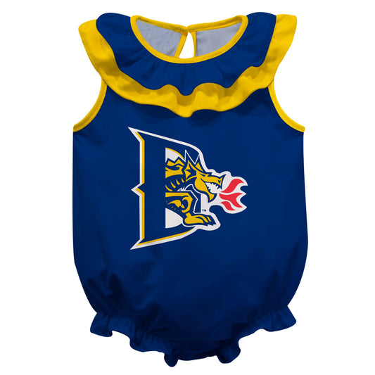 Drexel University Dragons Blue Sleeveless Ruffle One Piece Jumpsuit Logo Bodysuit by Vive La Fete