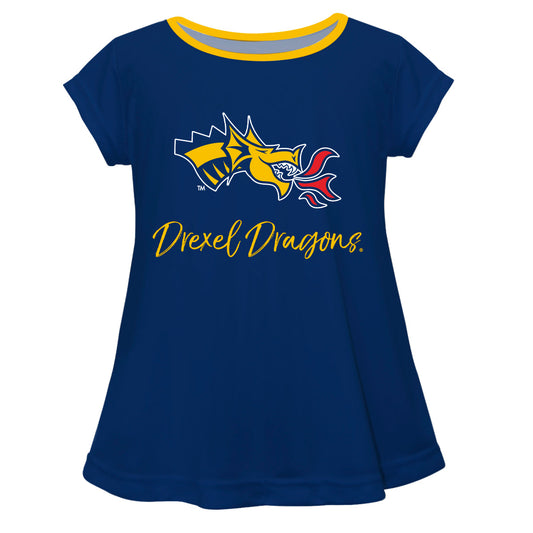Drexel University Dragons Girls Game Day Short Sleeve Blue Laurie Top by Vive La Fete