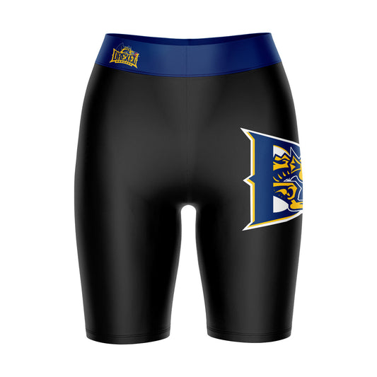 Drexel Dragon Vive La Fete Game Day Logo on Thigh and Waistband Black and Blue Women Bike Short 9 Inseam"